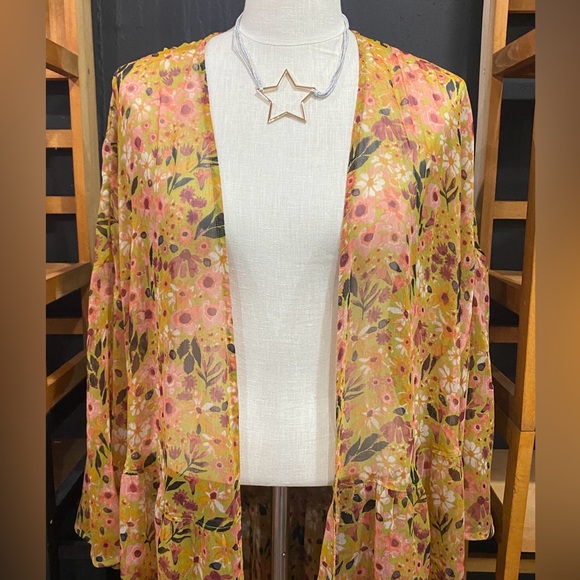 NWOT Floral, Sheer Duster Swimsuit, Cover-up - Picture 3 of 7